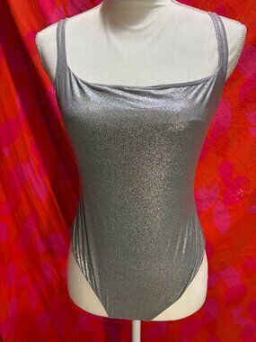 SKIMS XL Silver metallic sleeveless bodysuit